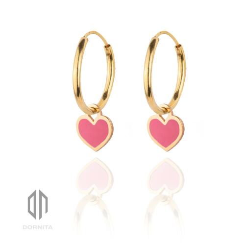 گوشواره حلقه ای طلا با آویز قلب کد 702LE