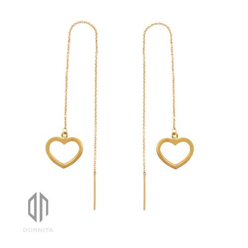 گوشواره بخیه ای طلا طرح قلب کد 623LE