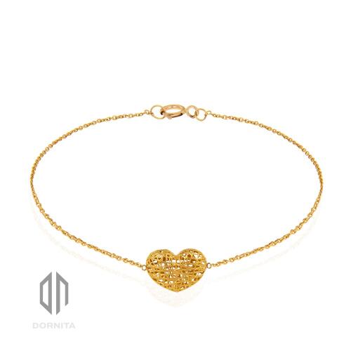 دستبند طلا زنانه طرح قلب فیوژن کد 343CB