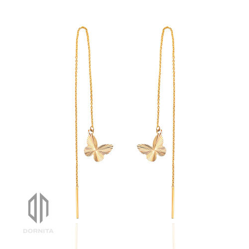 گوشواره بخیه ای طلا طرح پروانه کد 717LE