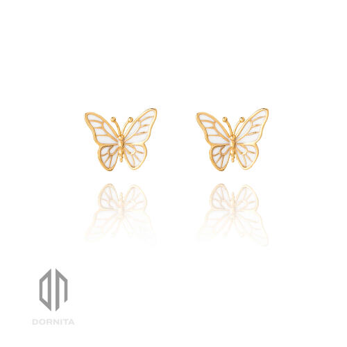 گوشواره طلا طرح پروانه میناکاری کد 535CE