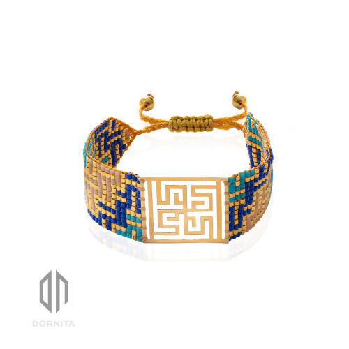 دستبند میوکی با پلاک طلا طرح ارمغان کد 660XB