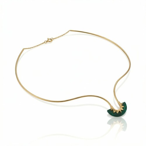 گردنبند طوق طلا با مالاکیت کد FN111