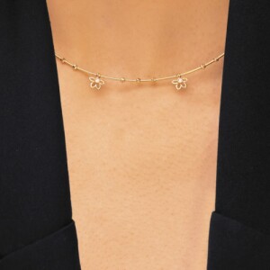 گردنبند طوق طلا طرح گل کد FN112