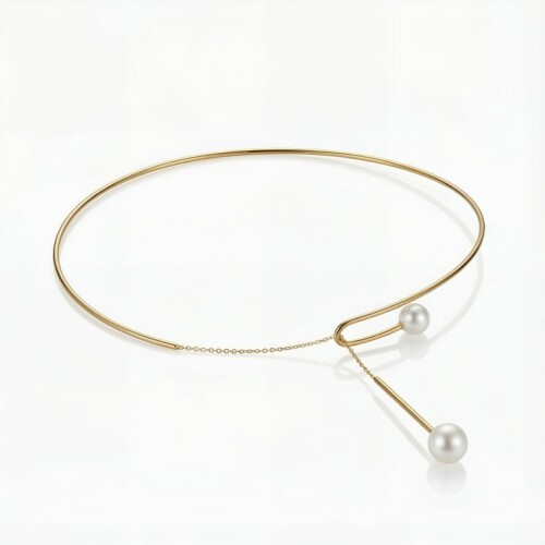 گردنبند طوق طلا با مروارید کد FN114