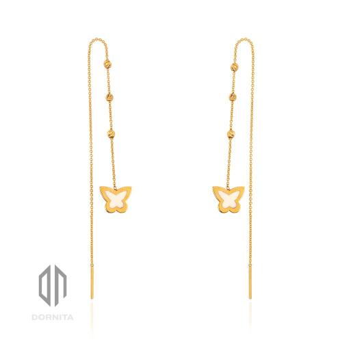 گوشواره بخیه ای طلا طرح پروانه کد 686LE