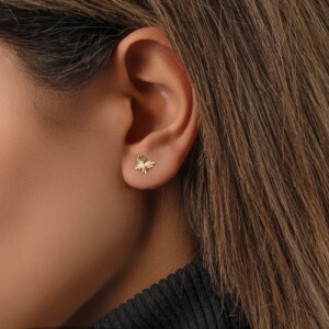 گوشواره طلا طرح پروانه تراش کد FE124