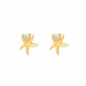 گوشواره طلا طرح ستاره تک نگین کد FE108