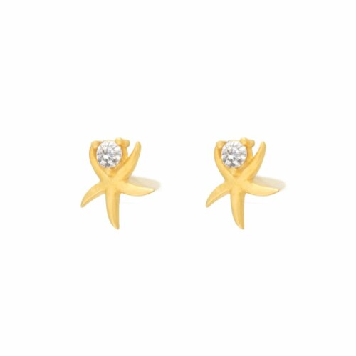 گوشواره طلا طرح ستاره تک نگین کد FE108