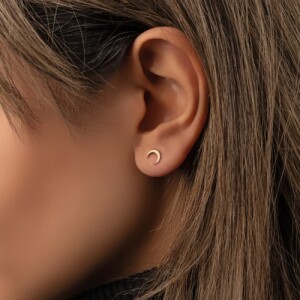 گوشواره پیرسینگ طلا طرح ماه کد FE135